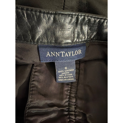 Ann Taylor 100% Black Leather Pants Size 6