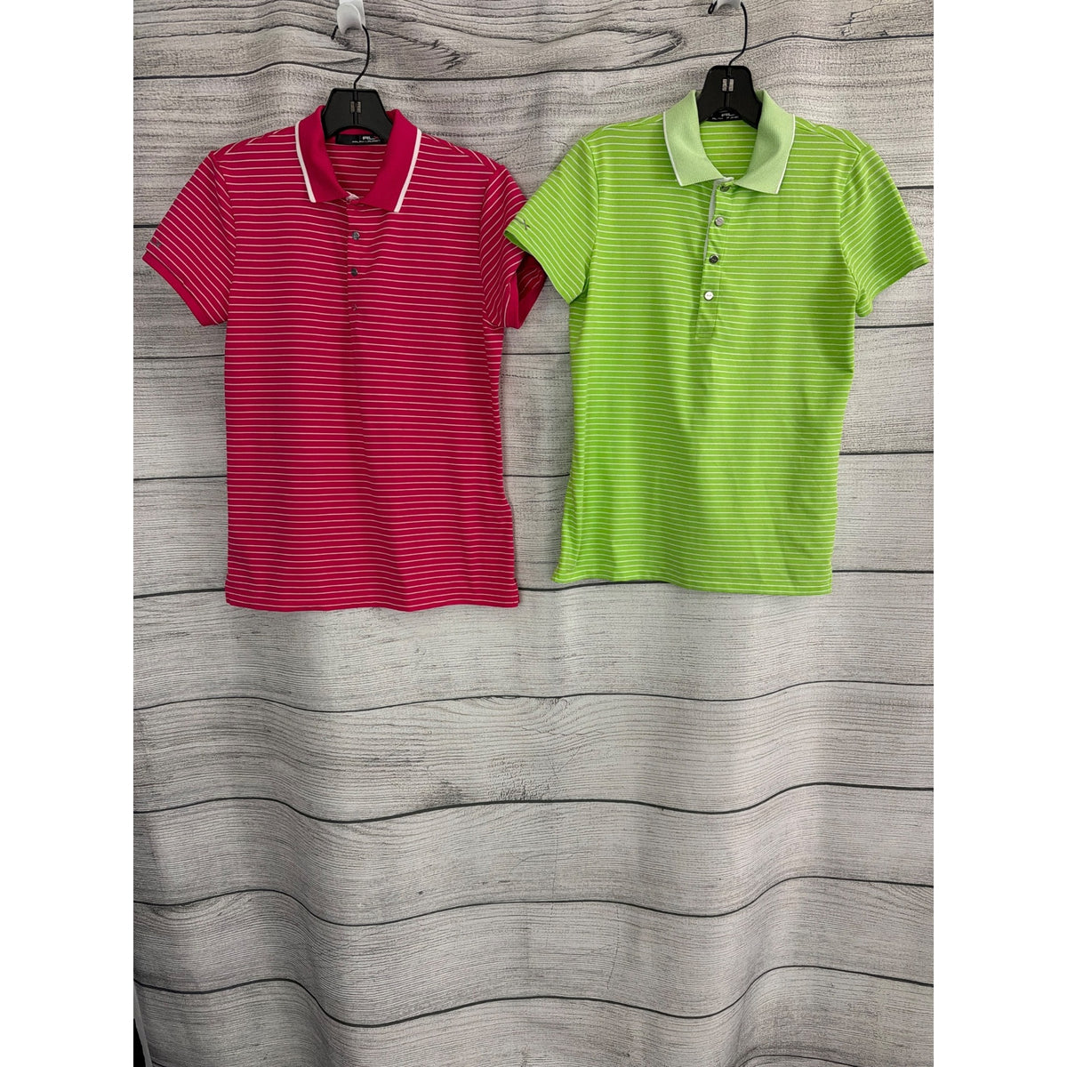 RLX Ralph Lauren Striped Polo Golf Shirts Pink & Green Size S