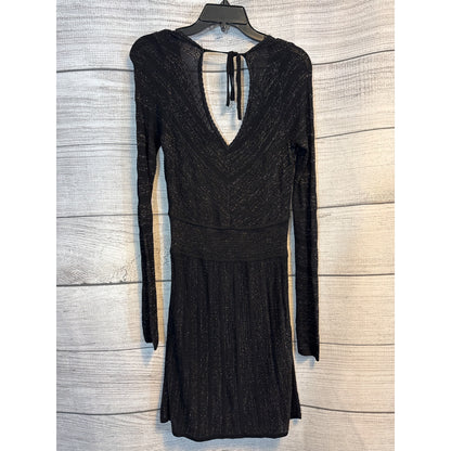 Guess Metallic Gold Long Sleeve Knit Sweater Dress Size L
