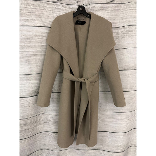Tahari Beige Wool-Blend Wrap Coat With Belt Size L