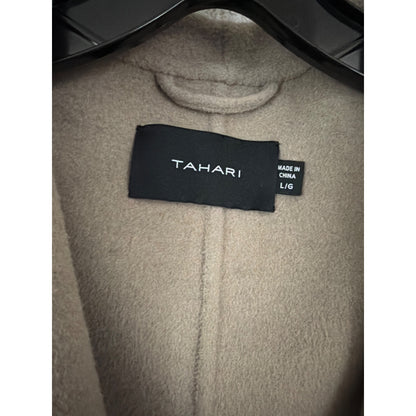 Tahari Beige Wool-Blend Wrap Coat With Belt Size L