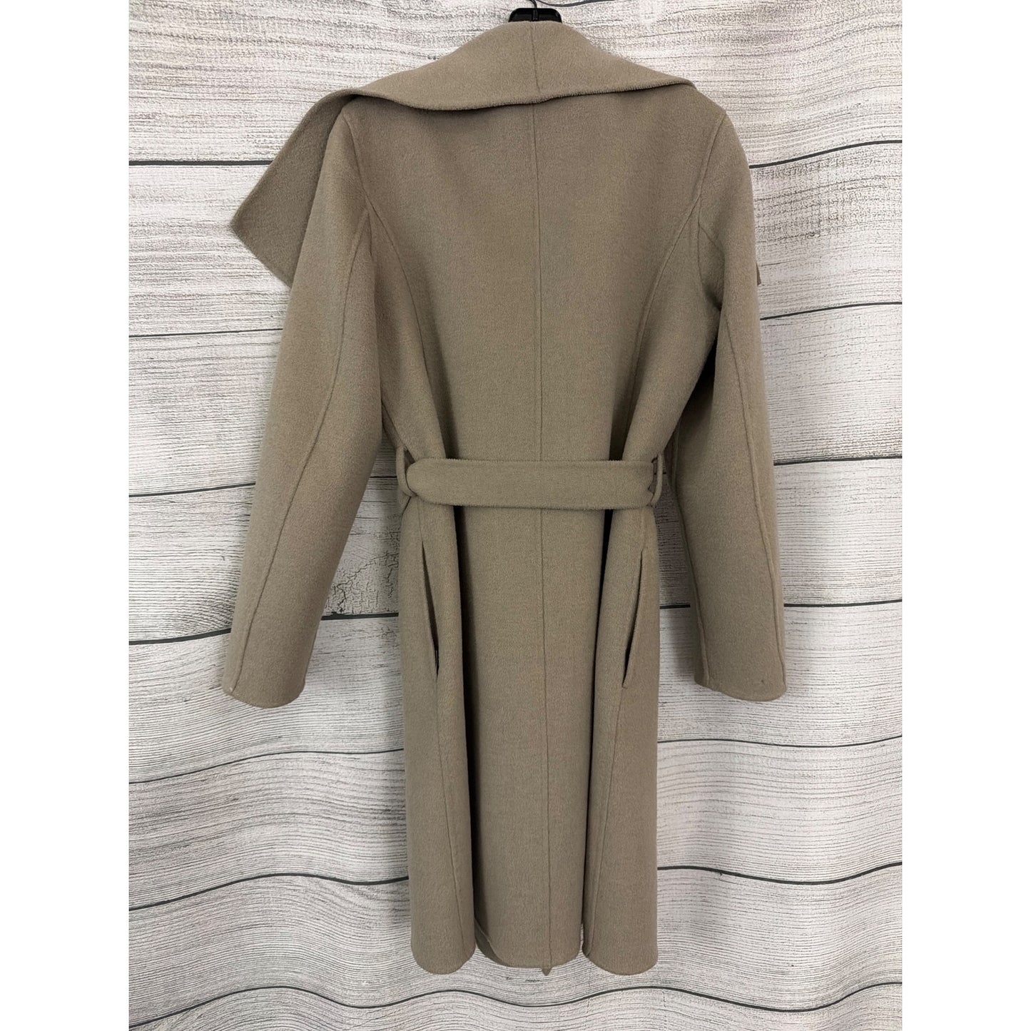 Tahari Beige Wool-Blend Wrap Coat With Belt Size L