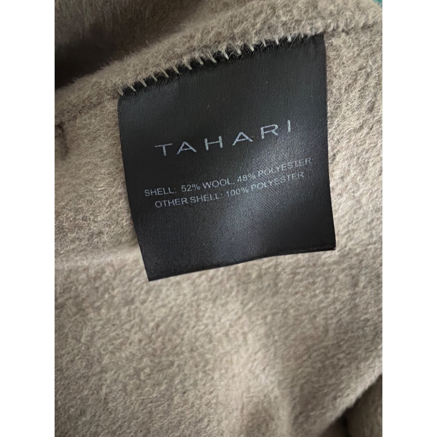 Tahari Beige Wool-Blend Wrap Coat With Belt Size L