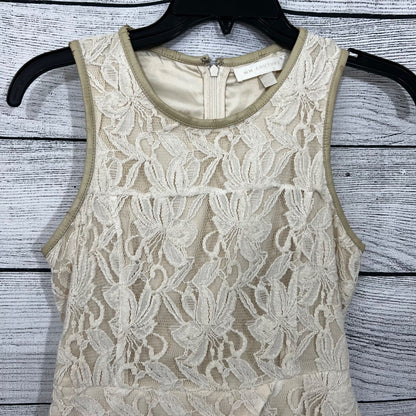 MM Couture Cream Lace Sleeveless Dress With Peplum Size XS