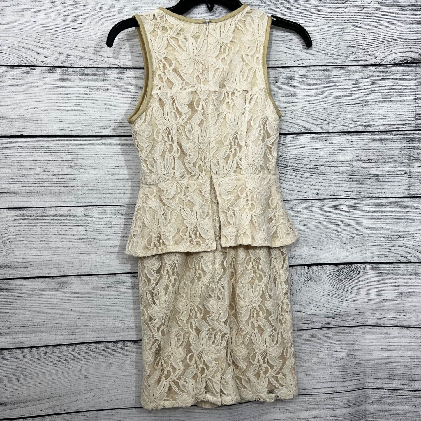 MM Couture Cream Lace Sleeveless Dress With Peplum Size XS