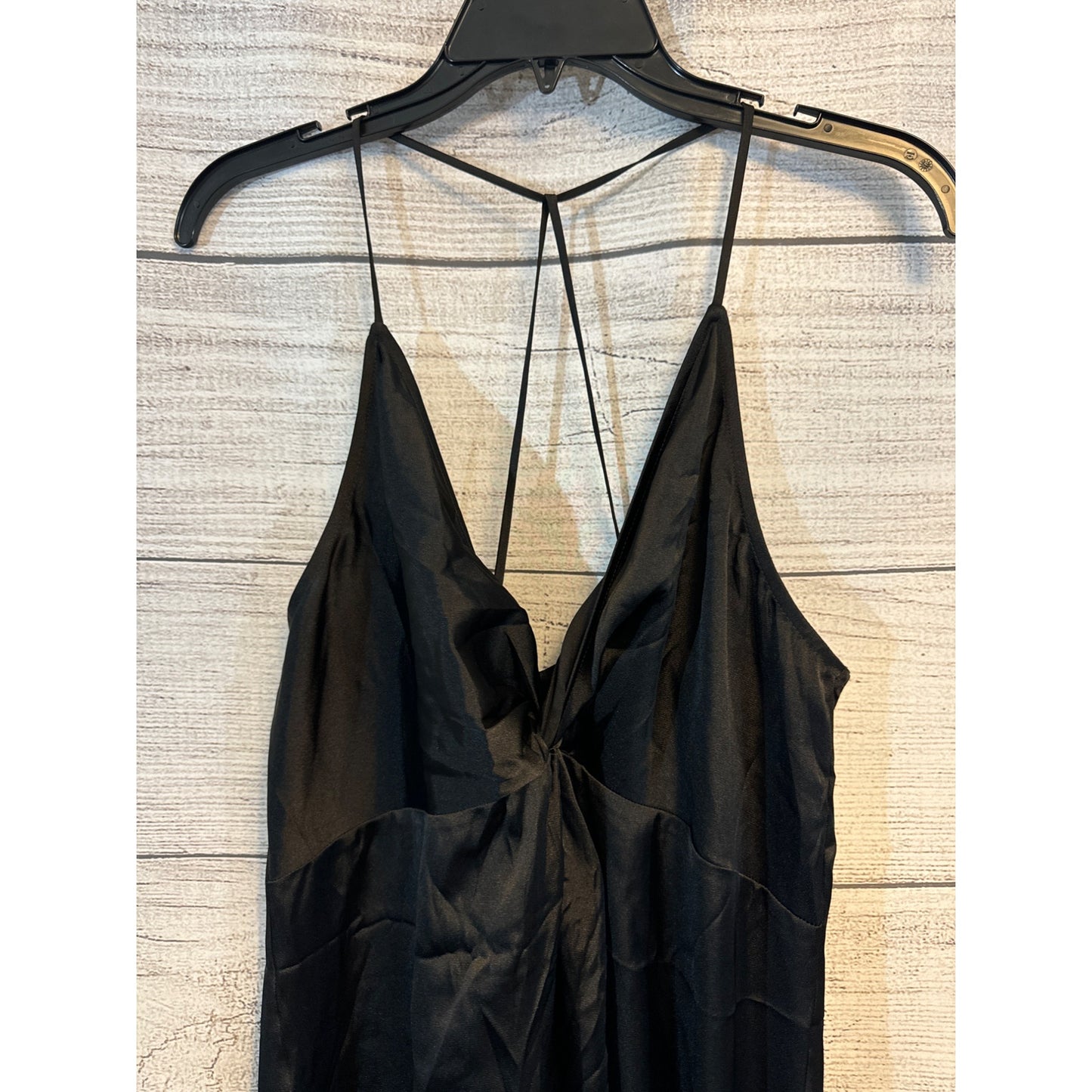 Express Black Satin Slip Dress Spaghetti Straps Size L