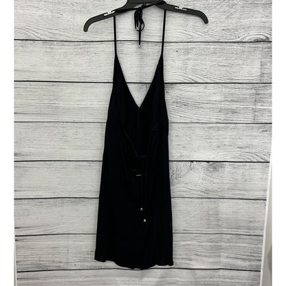 A. Che Black Sleeveless V-Neck Mini Dress With Tie-Back Straps, Size Large