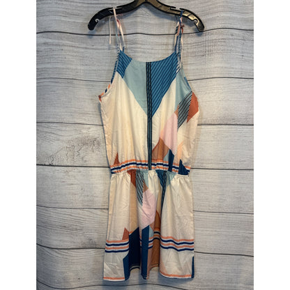 Geometric Print Sleeveless Summer Dress With Drawstring Size M