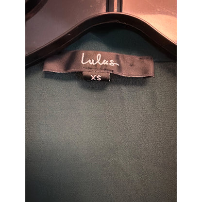 Lulus Good Luck Charm Dark Green Short Sleeve Button-Up Top Size XS