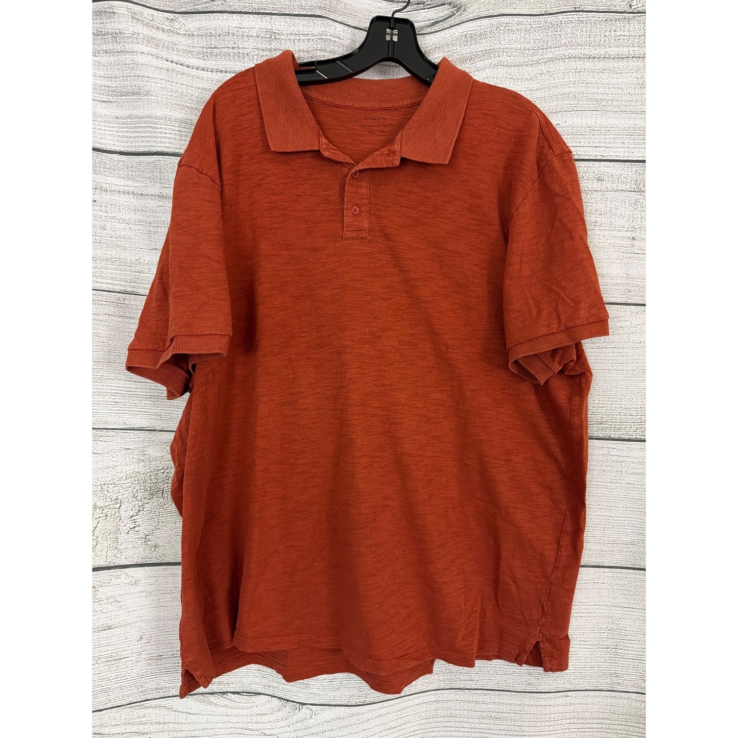 Mens Vince 100% Cotton Rust Orange Polo Shirt Size XXL