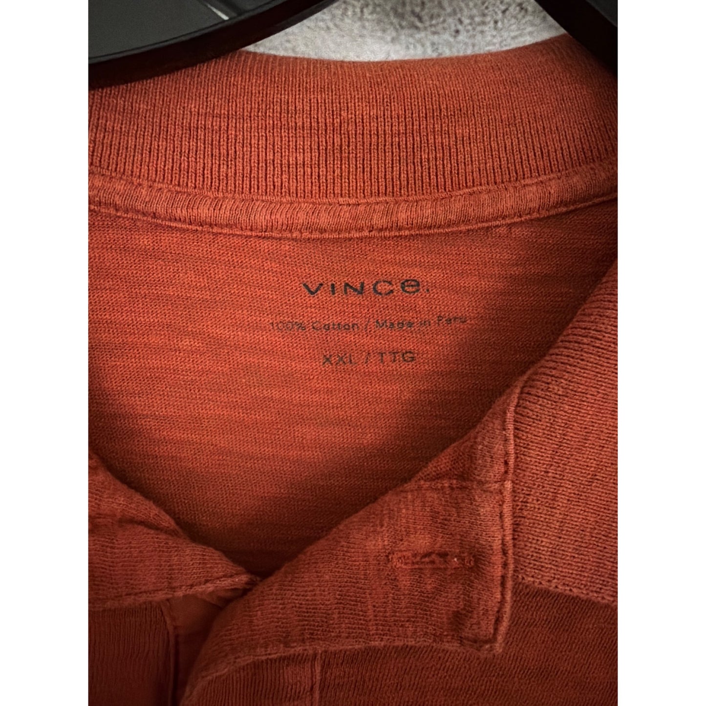 Mens Vince 100% Cotton Rust Orange Polo Shirt Size XXL