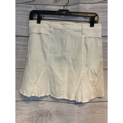 White Denim Mini Skirt With Pleats Size 4