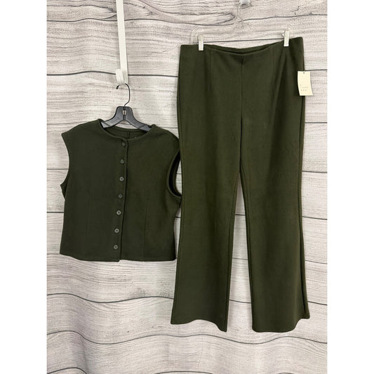NWT A New Day Olive Green Sleeveless Top M & Wide-Leg Pants L Set