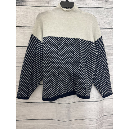 Astalia High Neck Black/Tan Chevron Sweater