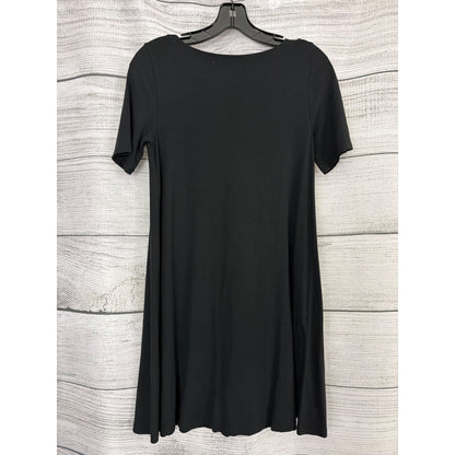 Loft Black Short Sleeve Swing Dress With Button Detail XS