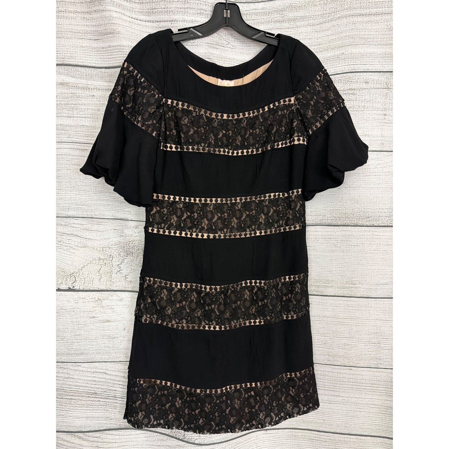 Tracy Reese Anthropologie Lace Panel Dress With Flutter Sleeves & Button Back Size 6