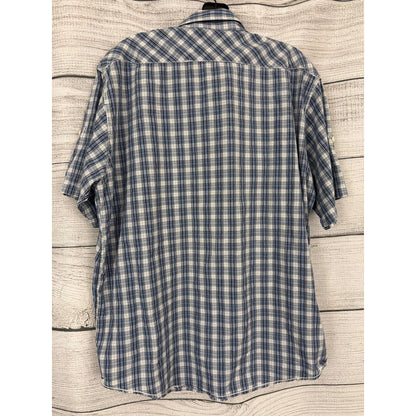 Mens Timberland Blue Plaid Short Sleeve Button-Up Shirt Size L