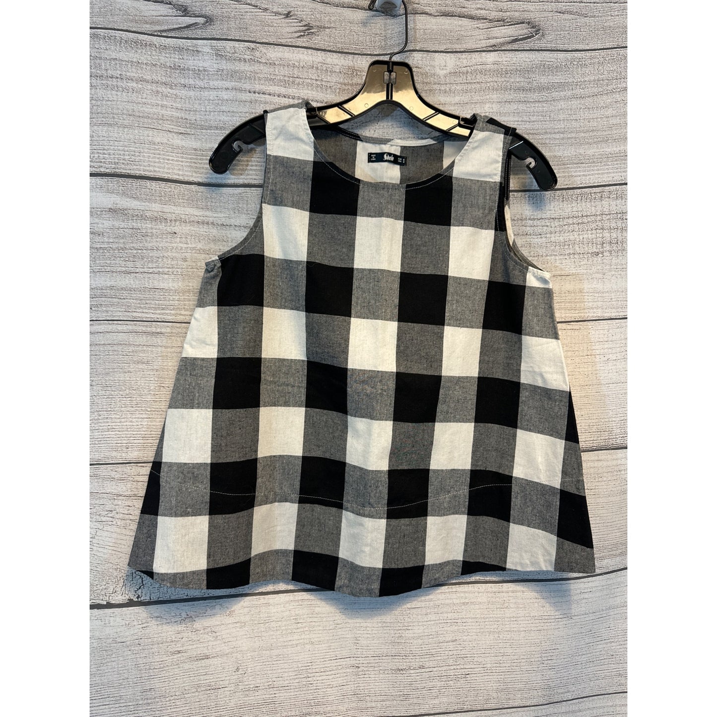 NWOT Shein Black & White Checkered Sleeveless Top w Belt Size M
