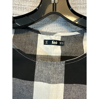 NWOT Shein Black & White Checkered Sleeveless Top w Belt Size M