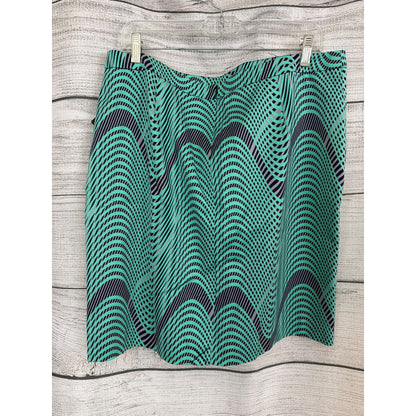 NWT Halogen Green & Navy Optical Illusion Skirt Size 16