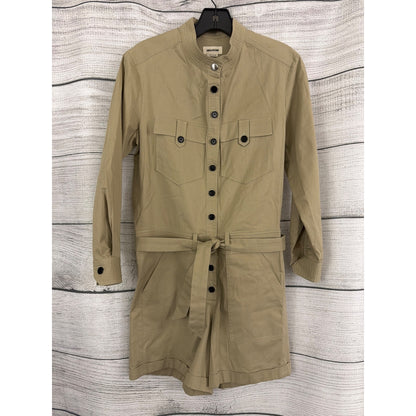 Zadig & Voltaire Beige Cooki Twill Short-Sleeve Belted Romper Size XS