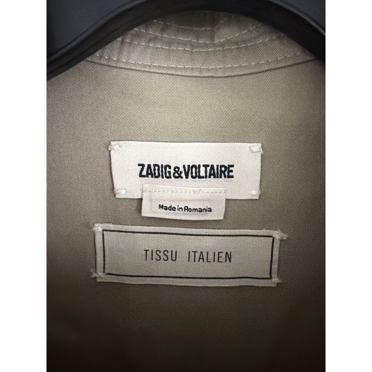 Zadig & Voltaire Beige Cooki Twill Short-Sleeve Belted Romper Size XS