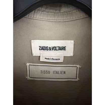 Zadig & Voltaire Beige Cooki Twill Short-Sleeve Belted Romper Size XS