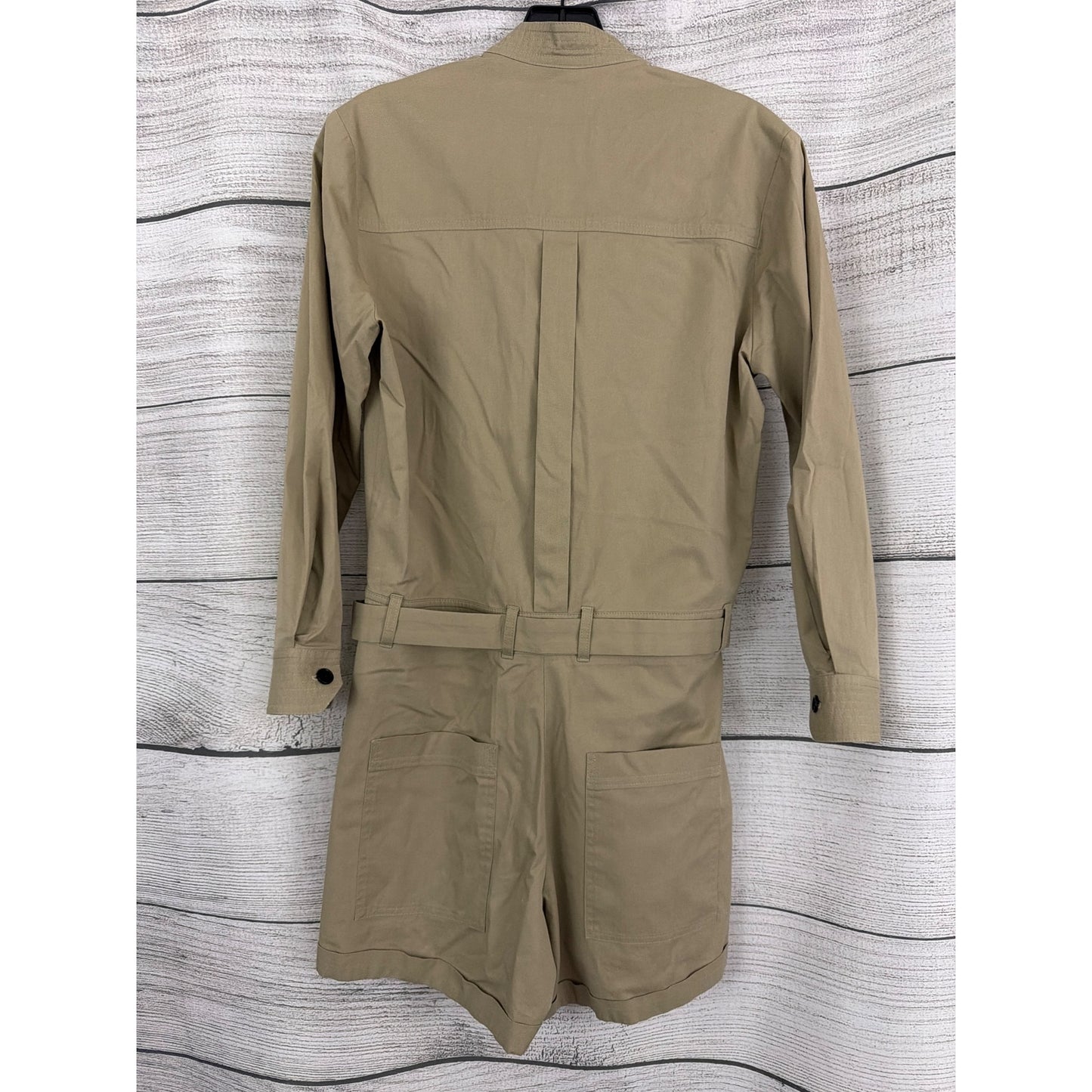 Zadig & Voltaire Beige Cooki Twill Short-Sleeve Belted Romper Size XS