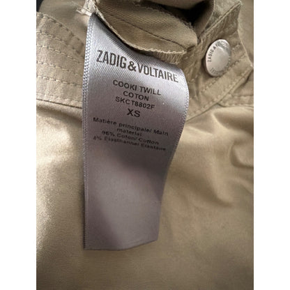 Zadig & Voltaire Beige Cooki Twill Short-Sleeve Belted Romper Size XS