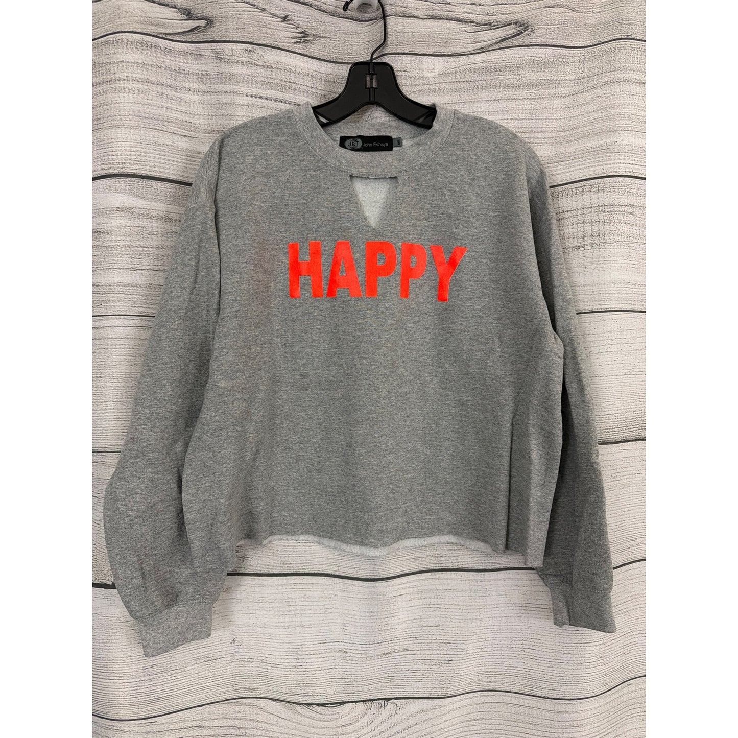 John Eshaya JET Gray "Happy" Sweatshirt Size M/L
