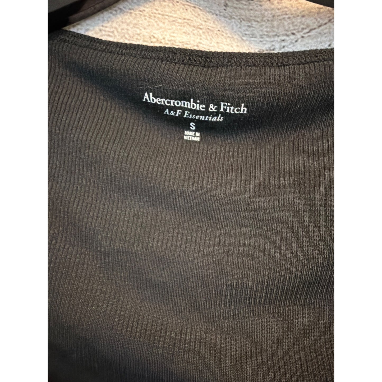 Abercrombie & Fitch Black Ribbed Square Neck Short Sleeve Top S