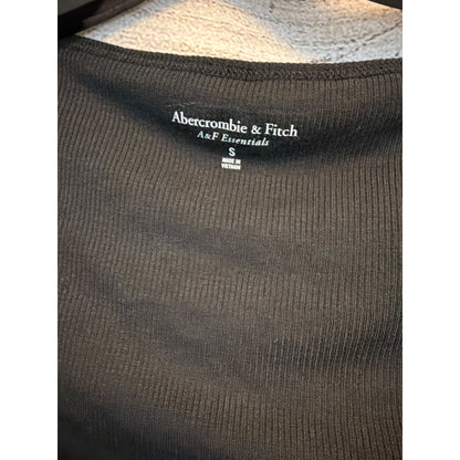 Abercrombie & Fitch Black Ribbed Square Neck Short Sleeve Top S