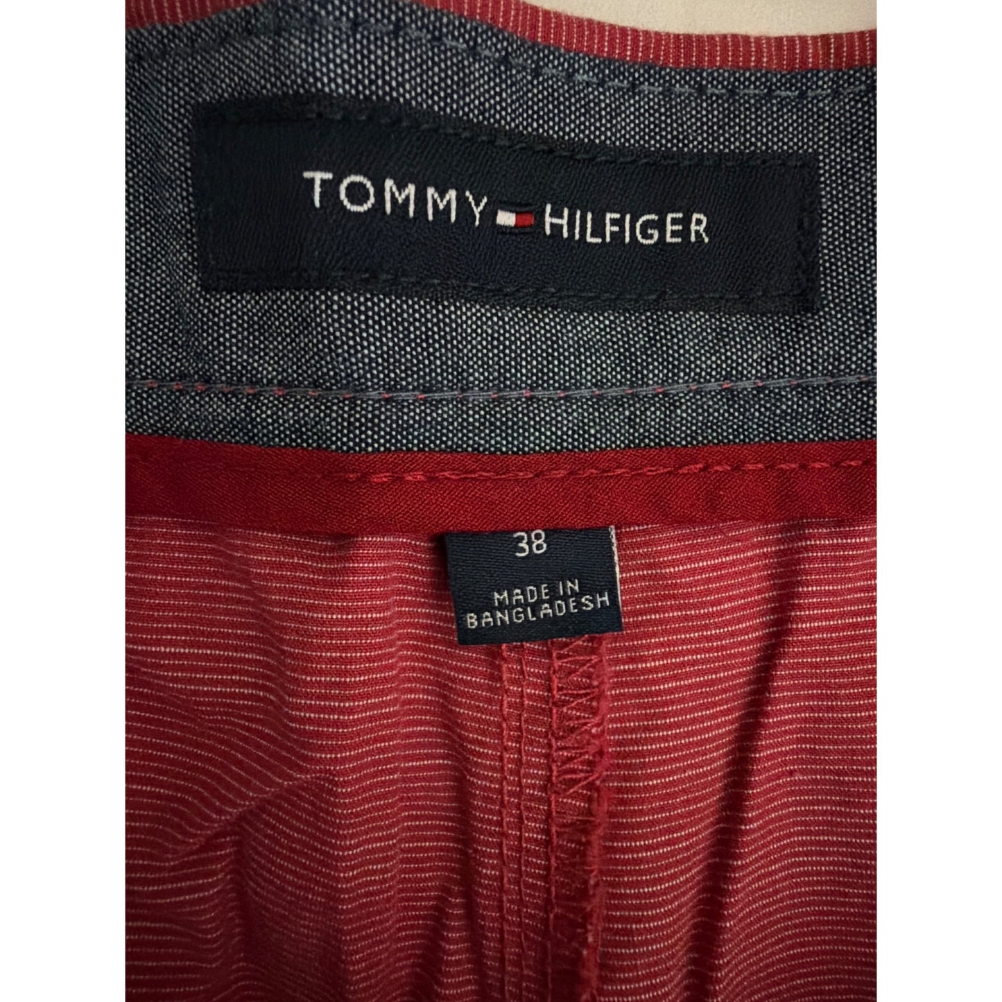 Mens Tommy Hilfiger Red Flat Front Casual Shorts Size 38