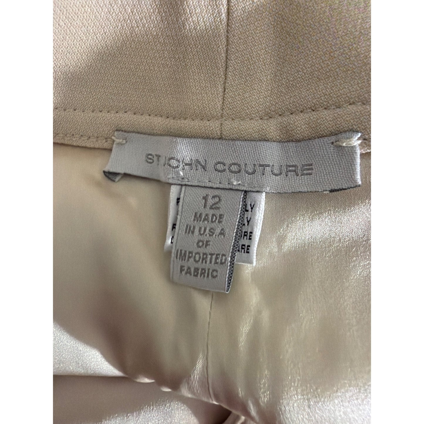 St. John Couture Beige Wide-Leg Trousers Size 12