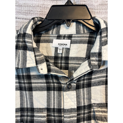 Sonoma Mens Plaid Long Sleeve Flannel Shirt Size L