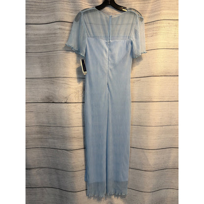 NWT French Connection Light Blue Sheer Pleated Midi Dress Size XS
