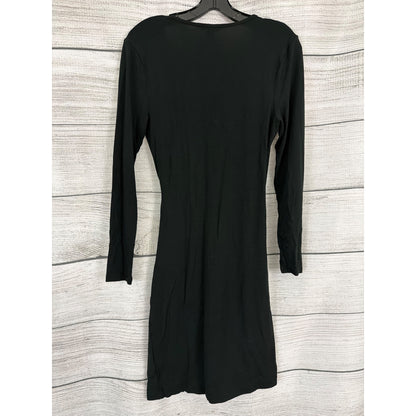 Banana Republic Black Long-Sleeve Faux Wrap Dress Size MP