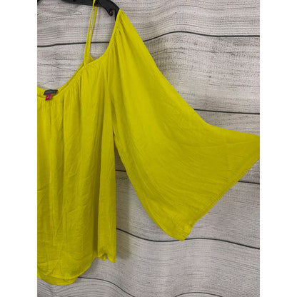 Vince Camuto Yellow Off The Shoulder Bell Sleeve Blouse Top Size XL