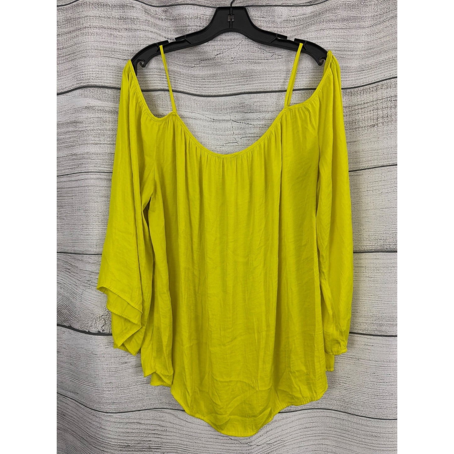 Vince Camuto Yellow Off The Shoulder Bell Sleeve Blouse Top Size XL
