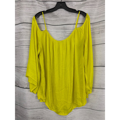 Vince Camuto Yellow Off The Shoulder Bell Sleeve Blouse Top Size XL