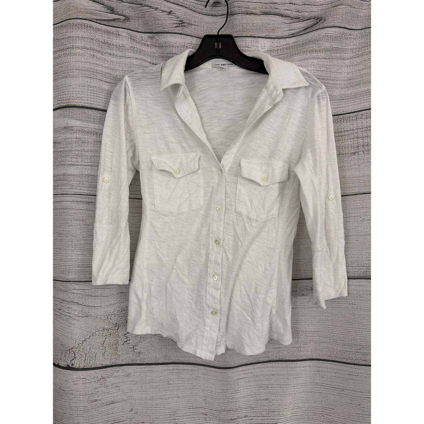 James Perse White Button Front Shirt Size 2/M