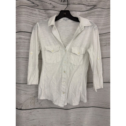 James Perse White Button Front Shirt Size 2/M