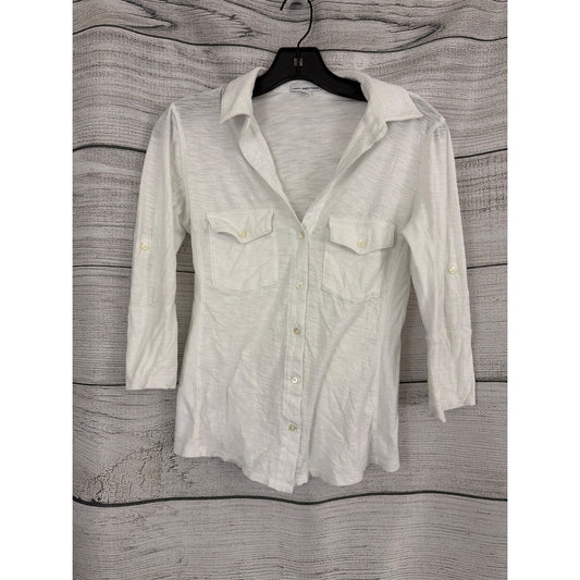 James Perse White Button Front Shirt Size 2/M