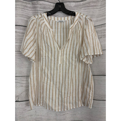 Chicos Striped Linen Popover Blouse Size 0 US/4