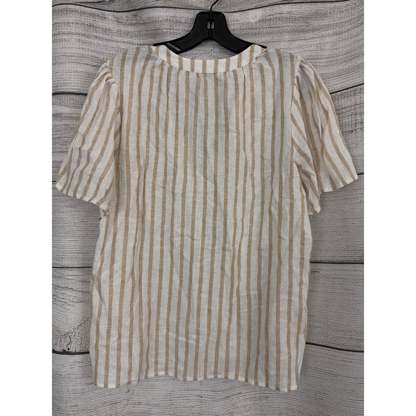 Chicos Striped Linen Popover Blouse Size 0 US/4