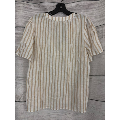 Chicos Striped Linen Popover Blouse Size 0 US/4