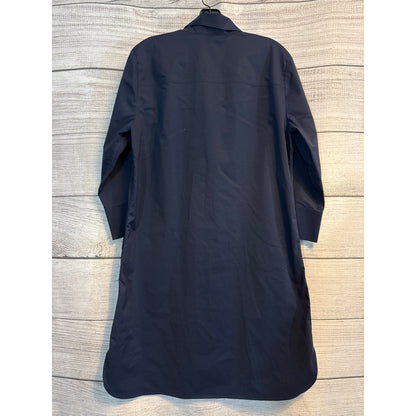 Hinson Wu Stretch Luxe Cotton Navy Blue Button-Down Shirt Dress Size 10