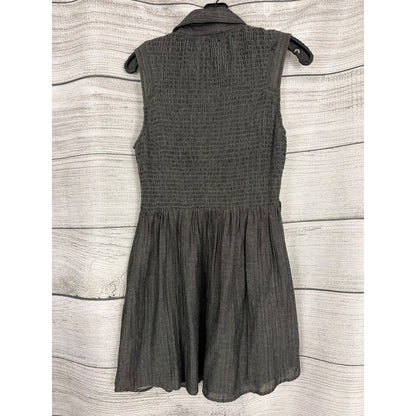 Theme Sleeveless Smocked Gray Button-Down Dress Size S