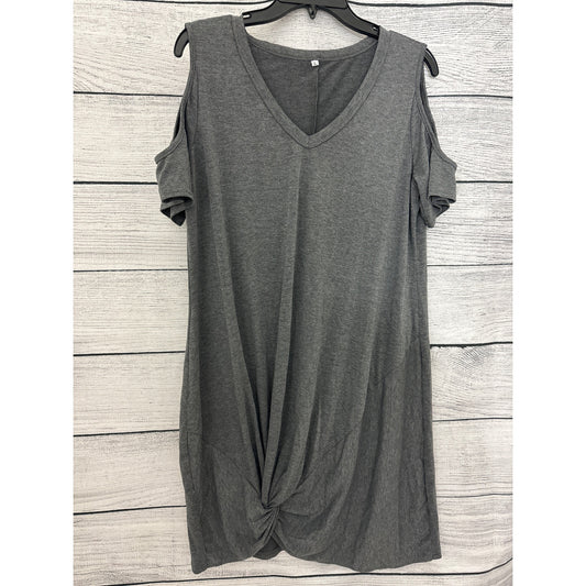 Gray Cold Shoulder Dress With Knot Front Detail Size L