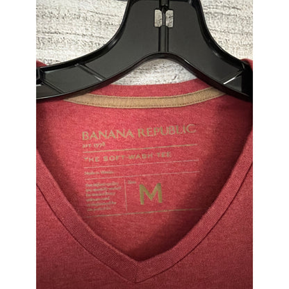 Mens Banana Republic Red V-Neck Soft Wash Tee Shirt Size M